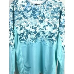 Huk Mens Large Fishing Shirt Blue Camo UPF Performance Long Sleeve Lightweight